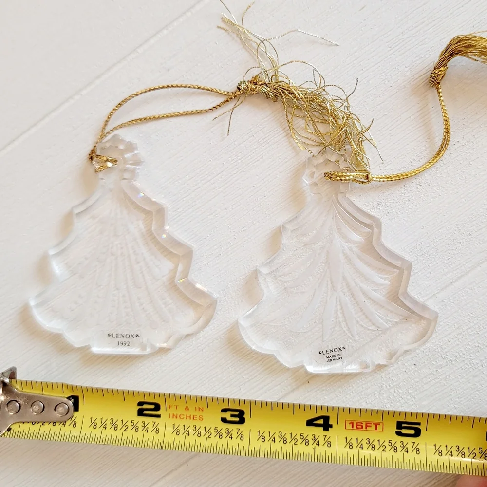 Vintage Lenox Crystal 1991 Christmas Ornaments (2)